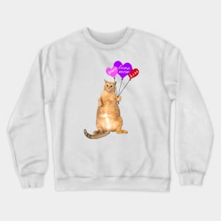 For Light Background, Valentine Balloon Cat Crewneck Sweatshirt